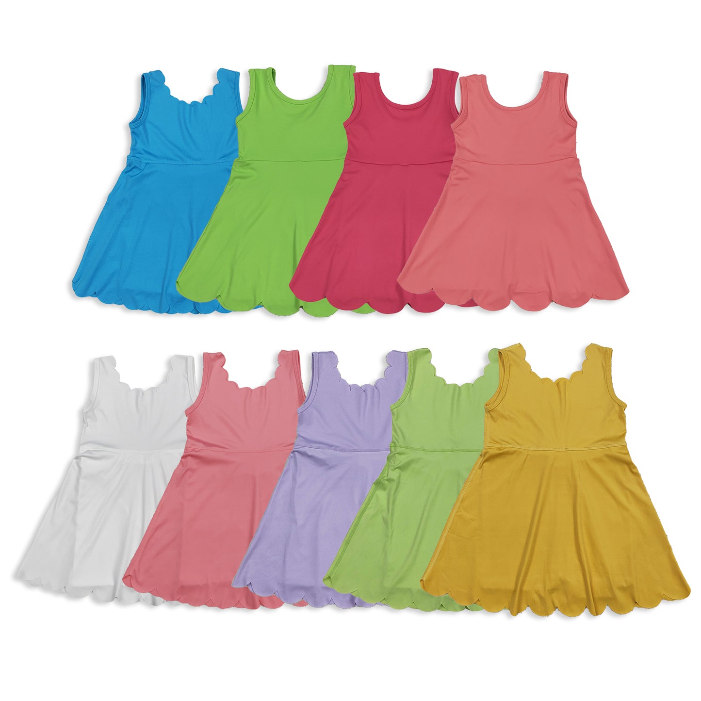 RTS NO MOQ Sibling baby girl clothes yoga pure color suspender skirt dress-2