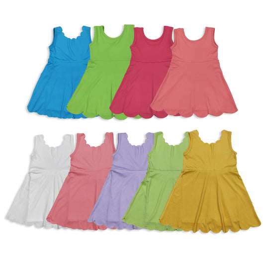 RTS NO MOQ Sibling baby girl clothes yoga pure color suspender skirt dress-2