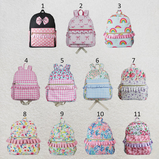 RTS NO MOQ Sibling Bags Baby Girls Floral Print Adjustable Strap Lightweight Backpack Bags