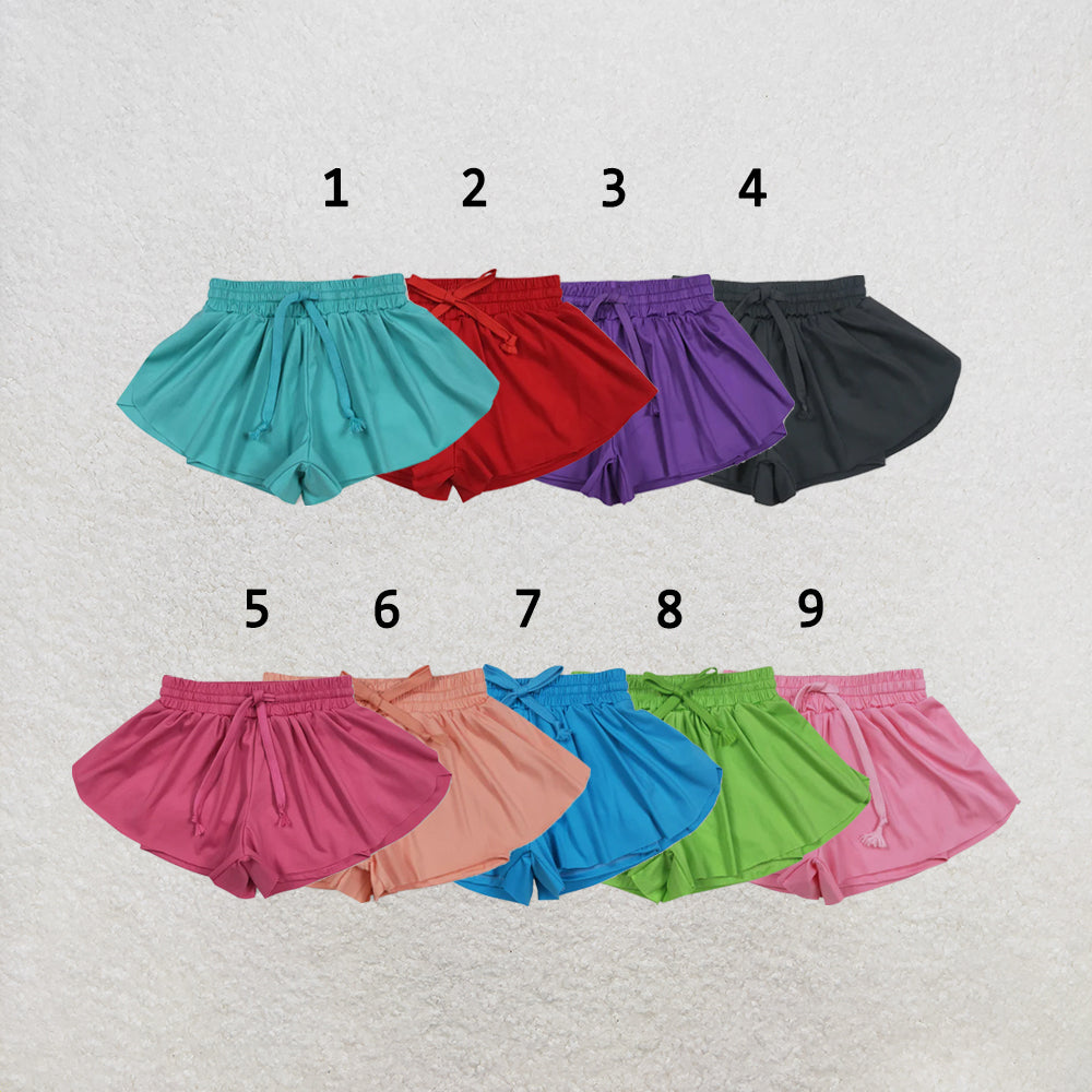 RTS NO MOQ Sibling yoga fabric cotton Baby Girls Solid Color Elastic Waist Yoga Pant Bottoms