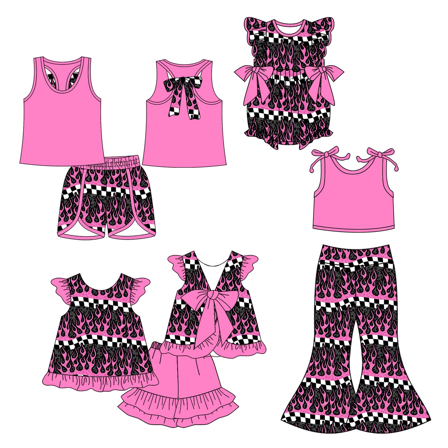 4.1 Custom moq 5 mix size Sibling Baby Girls Pink Flutter Sleeve Top Shorts Set Vest Shorts Set Sleeveless Pants Yoga Set Matching Rompers