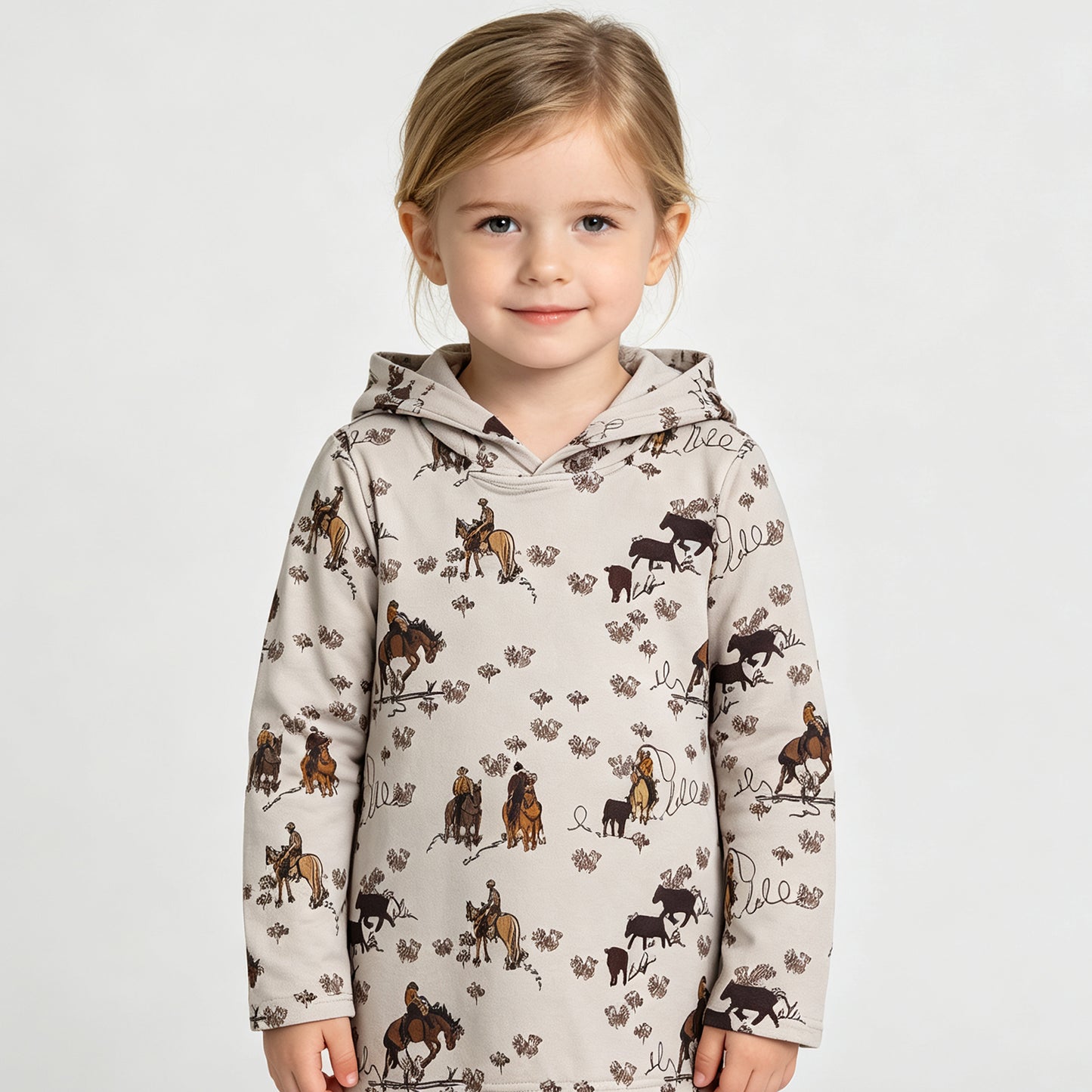 NEW RTS NO MOQ milk silk BT1843 Baby Boys Long Sleeve Horse Rodeo Western Hoodie Top