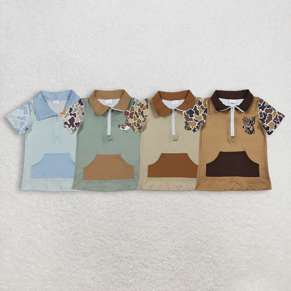 RTS NO MOQ Sibling baby girl clothes duck camouflage Short-Sleeve Tops