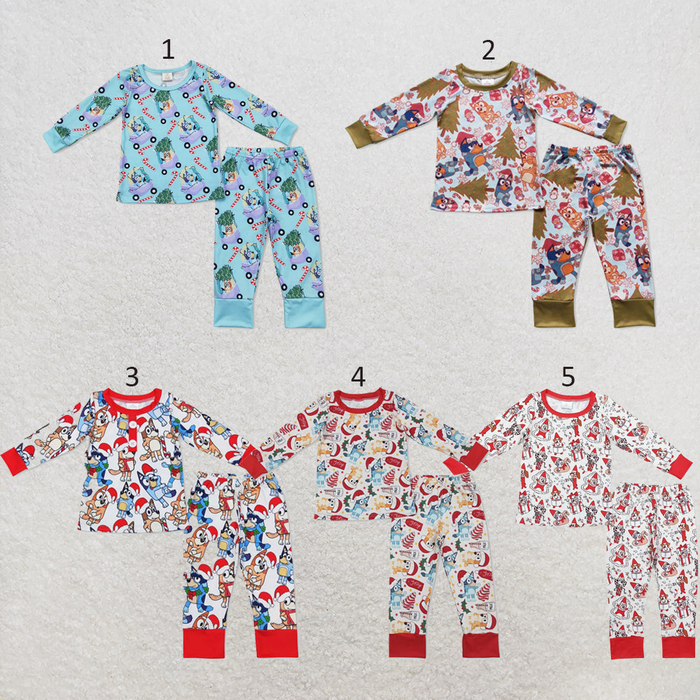 RTS NO MOQ Sibling milk silk Cute Clothes  Baby Boys Christmas Long Sleeve Top Elastic Waist Pants  Two Piece Pajamas Sets