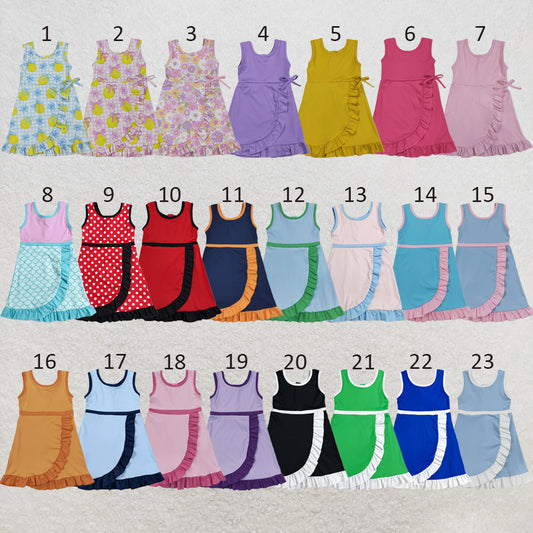 RTS NO MOQ Sibling yoga fabric Baby Girls Sleeveless Knee Length Yoga Active Dress