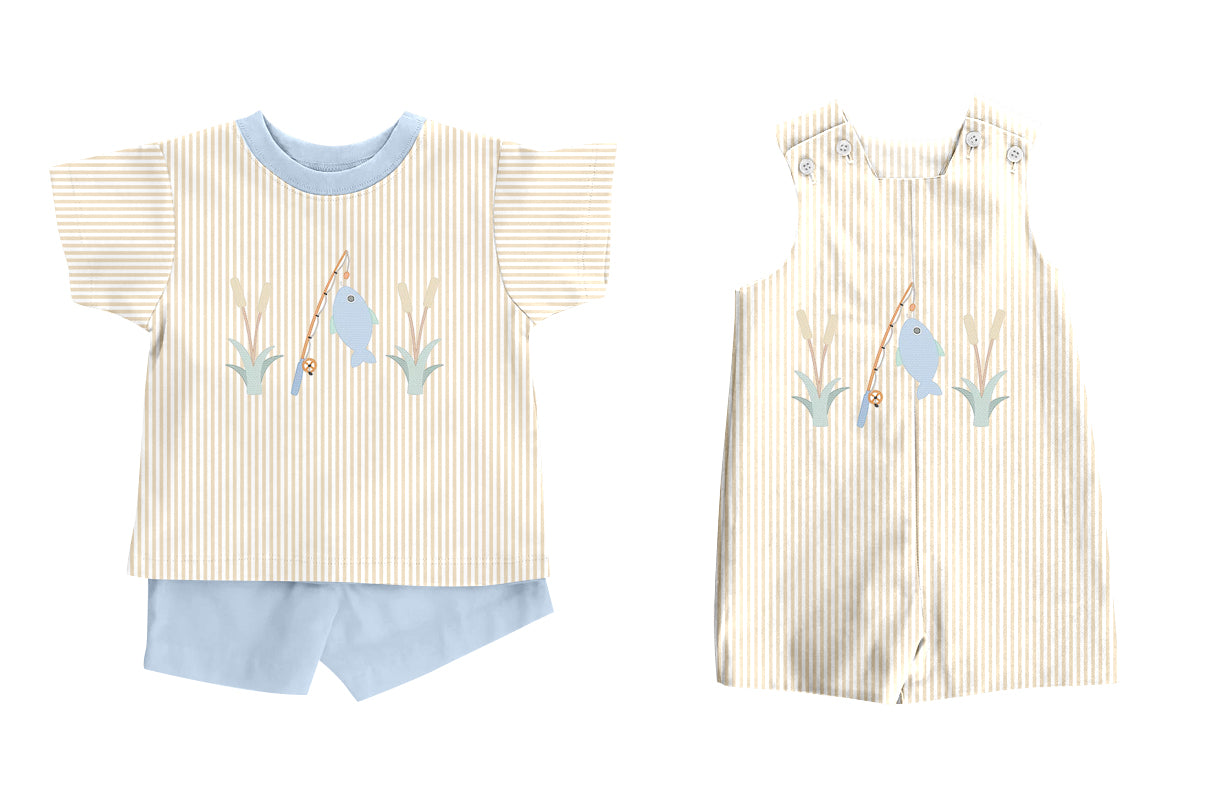 11.13 custom each style moq 5eta 4-6week Sibling Sister fishing baby girl short sleeve shorts sets and rompers match design