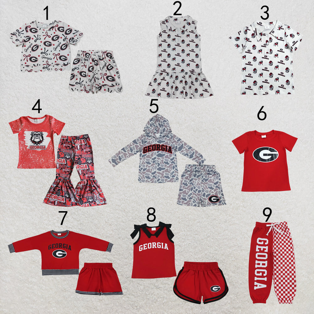 RTS NO MOQ Sibling milk silk Baby Kids Red Print Tops Pants Shorts Hoodie Ruffle Dress Team Clothes
