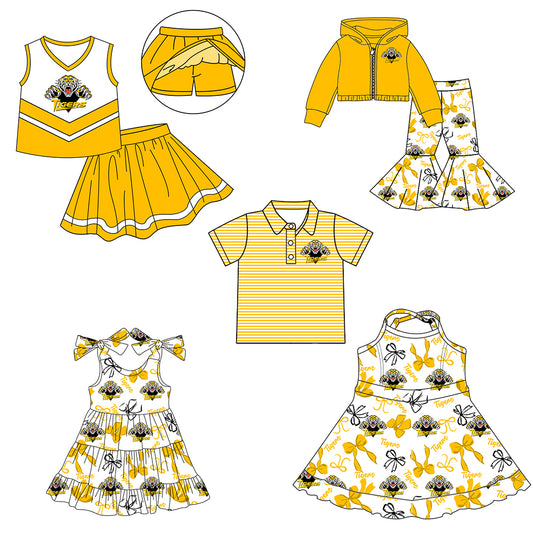 Custom moq 5 mix size milk silk summer teams baby girls clothes bow yellow hooded long sleeve pants sets and skirts sets and dress 1 and dress 2 and top-25.8.4