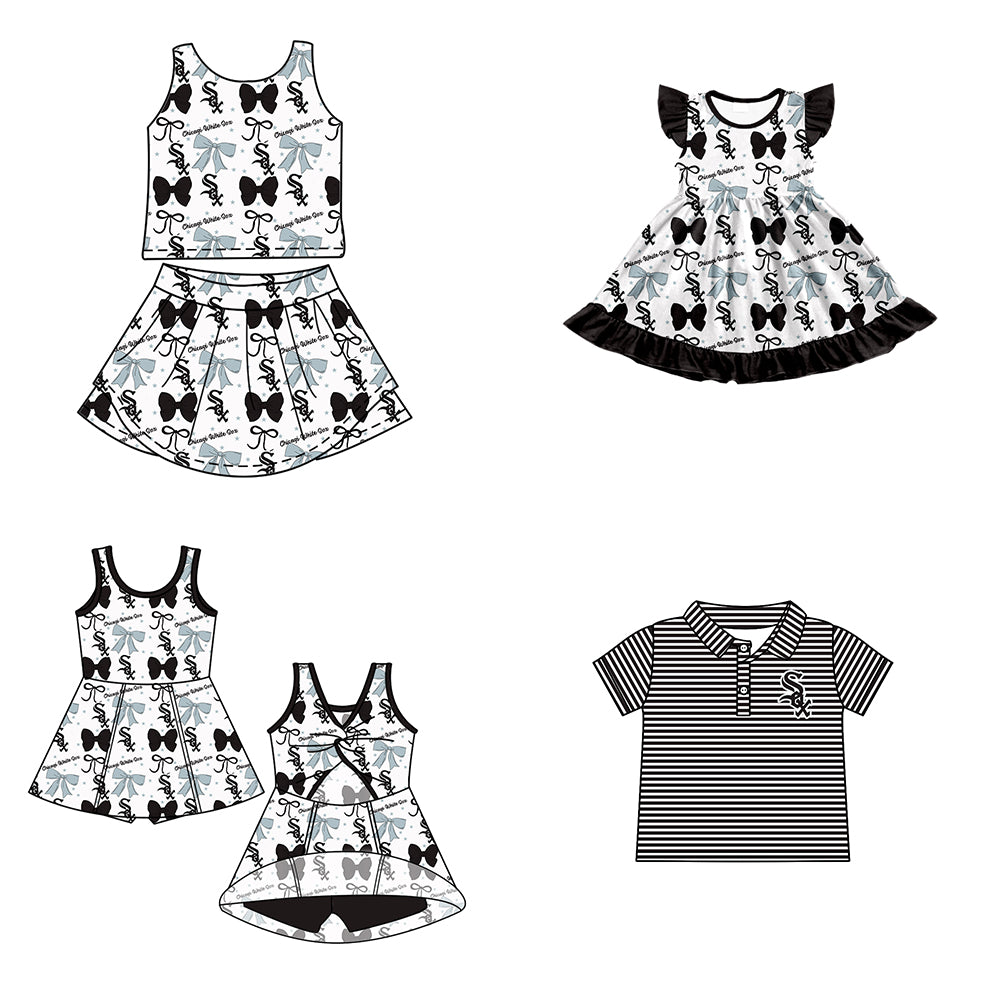 Custom moq 5 mix size milk silk summer teams baby girls clothes team bow sleeveless skirts sets and dress 1 and dress 2 and top-25.6.20