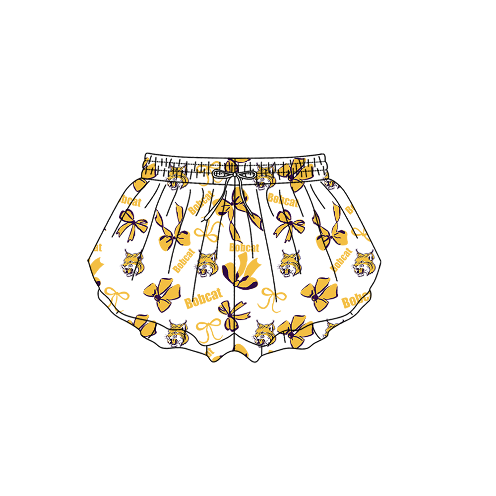custom moq 5 mix size MSD072401 Baby Girls Bows Summer Print White Yoga Shorts Casual Active Bottoms