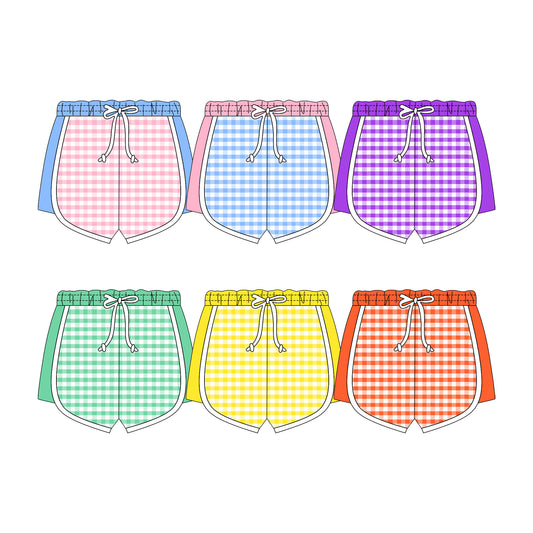 25.11.4 custom each style moq 5 eta 6-8week Sibling Sisters plaid baby kids summer shorts 6 match family design