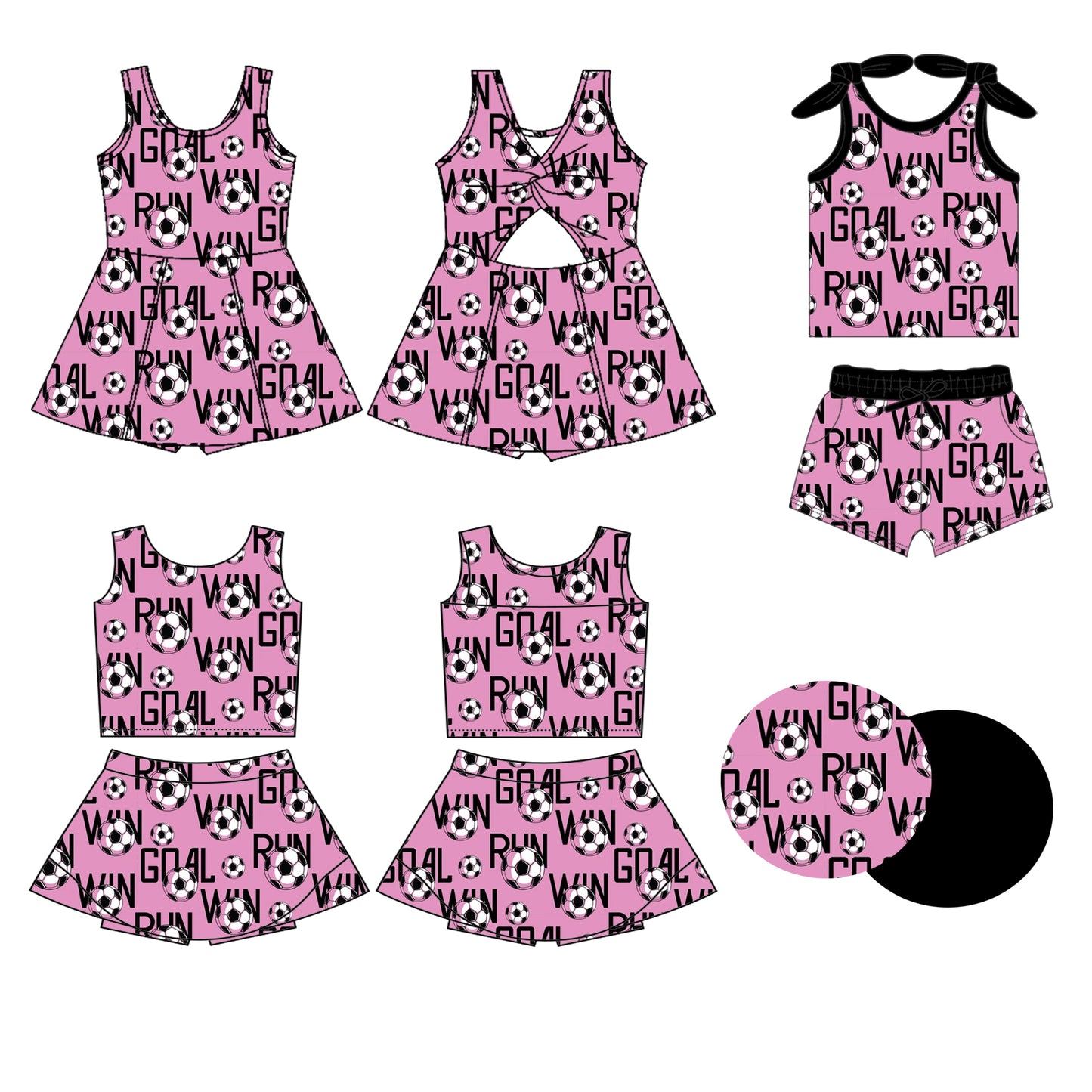 4.2 Custom moq 5 mix size Sibling Baby Girls Pink Sleeveless Top And Shorts Set Sleeveless Top And Skirt Sets Dress Yoga Outfit