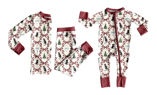 25.6.2 custom each style moq 5eta 4-6week Sibling Sisters Christmas bow trees baby boy long sleeve pants sets and rompers match family design