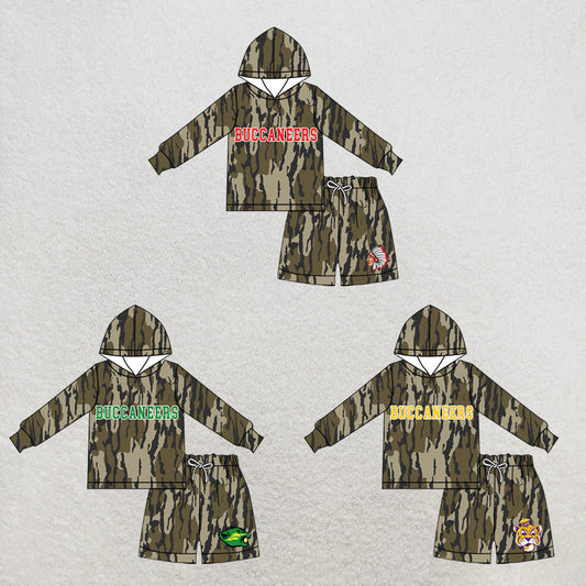custom moq 5 mix size XY072901 Baby Kids Camo Long Sleeve Hooded Top Camo Shorts Outfit