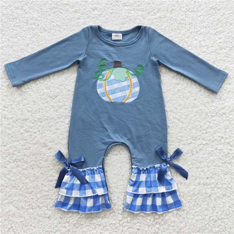 RTS Embroidered Pumpkin Matching Long Sleeve Pants Set