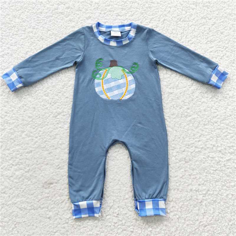 RTS Embroidered Pumpkin Matching Long Sleeve Pants Set