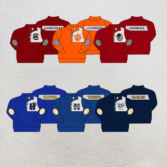 custom moq 5 mix size MSD070901 Baby Kids Long Sleeve Zip Up Pullover Team Casual Top