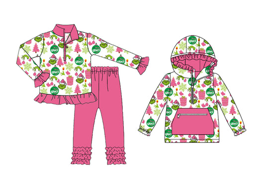 25.8.19 custom each style moq 5eta 4-6week Sibling Sisters Christmas baby girl long sleeve pants sets and top match family design