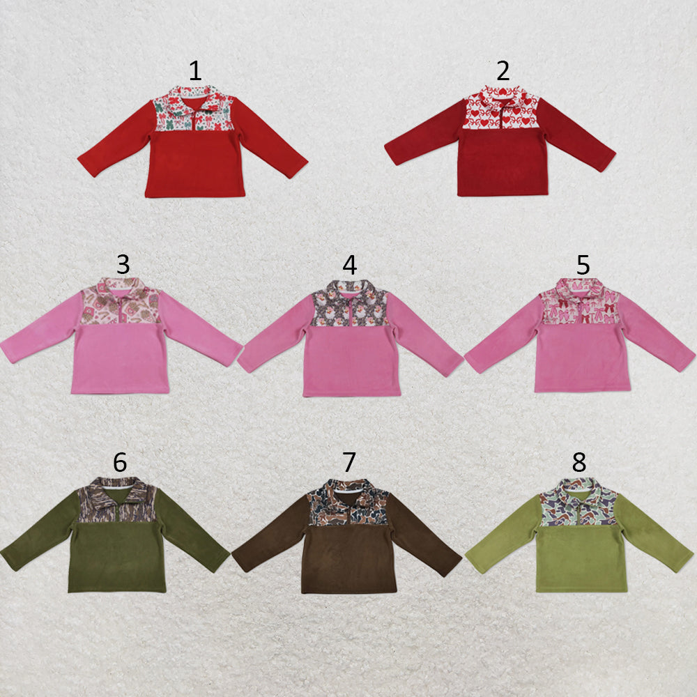 RTS NO MOQ Sibling milk silk Baby Girls Boys Cute Zipper Pullover Long Sleeve Top
