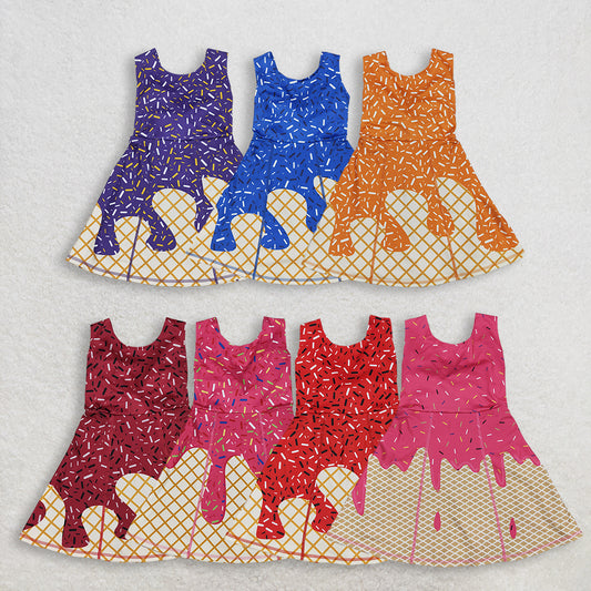 RTS NO MOQ Sibling Baby Girls Sleeveless Knee-Length Yoga Dresses Active Team Drip Shorts Outfit for Kids