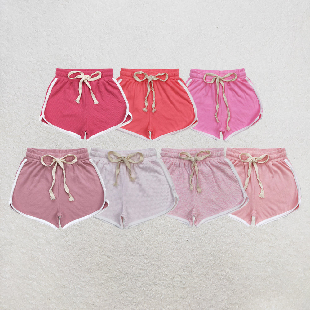 RTS NO MOQ Sibling Baby Girls Bright Pink Summer Sports Design Shorts