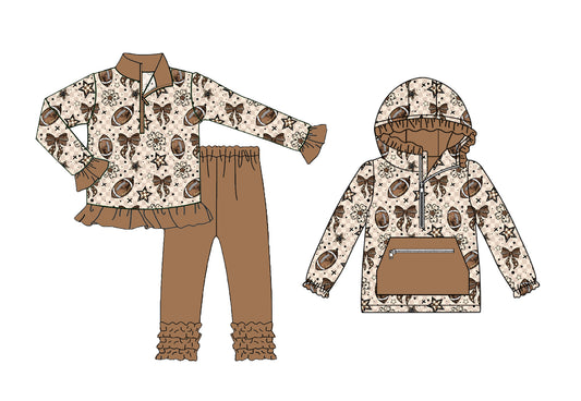 25.8.7 custom each style moq 5eta 4-6week Sibling Sisters rugby bow baby girl long sleeve pants sets and top match family design