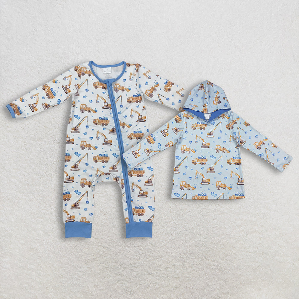 RTS NO MOQ Sibling Baby boy clothes Valentine long-sleeved rompers and top