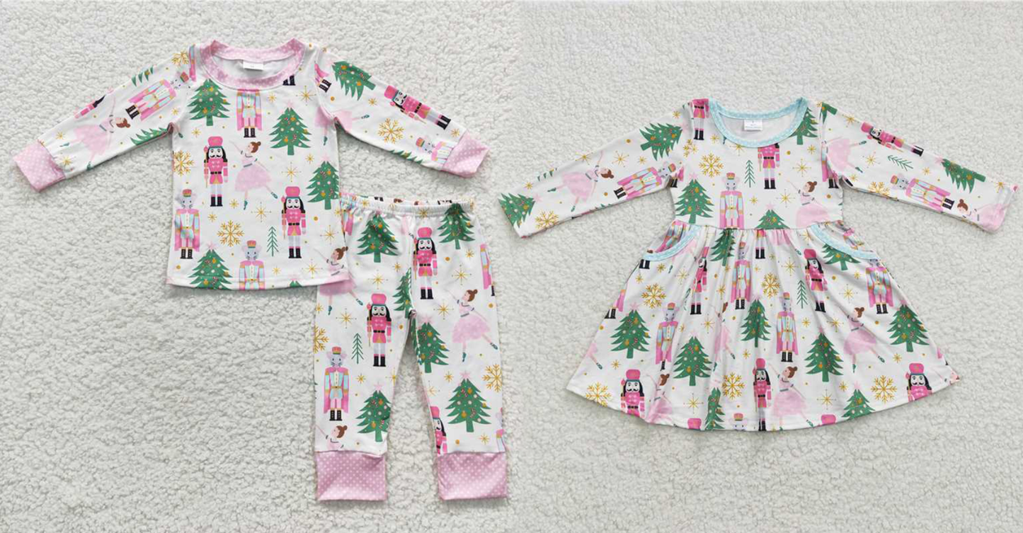 Baby Girls boys Christmas tree ballerina girl doll general prints pink Family siblings set