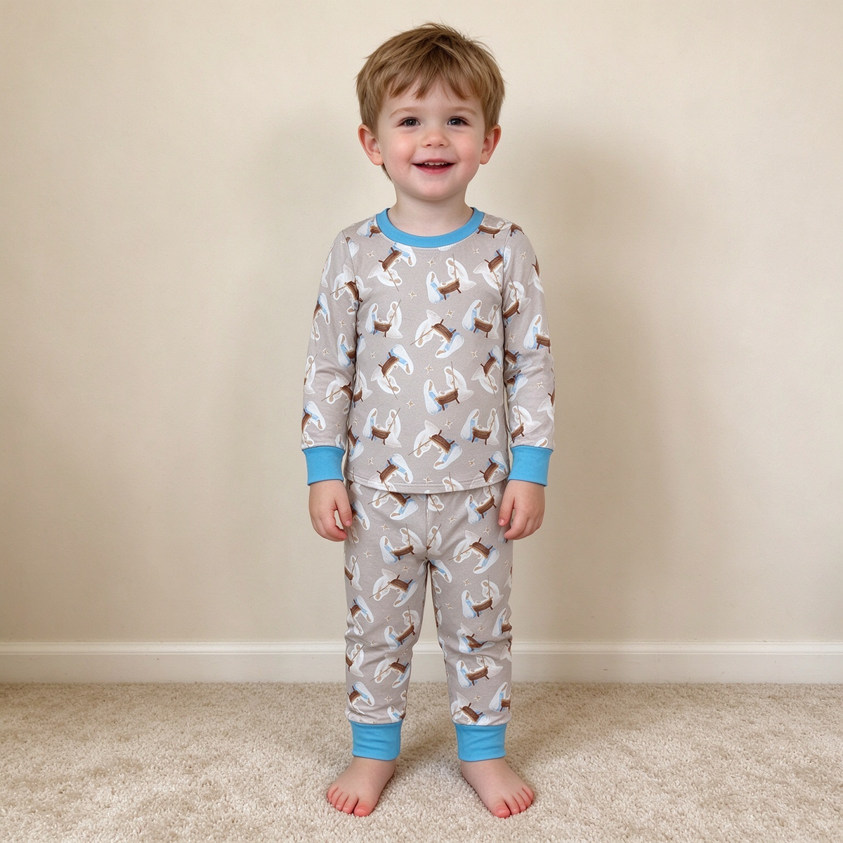 NEW RTS NO MOQ milk silk BLP1535 Baby Boys Long Sleeve Top Pant Pajamas Christmas Casual Sets