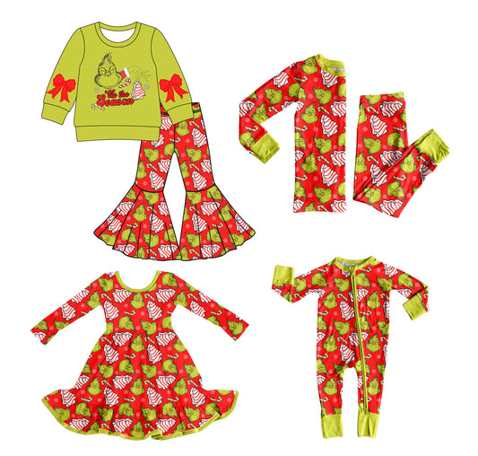25.8.16 custom each style moq 5 eta 4-6week Sibling Sisters Christmas baby girl long sleeve pants sets 1 and sets 2 and romper and dress match family design