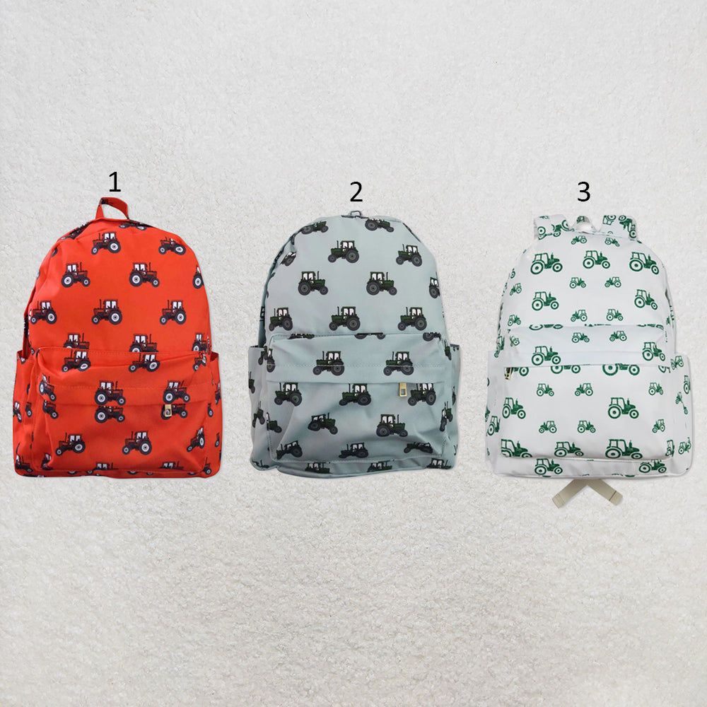RTS NO MOQ Sibling milk silk Cute Clothes Baby Kids Farm Tractor Print Strap Zip Backpack Bag