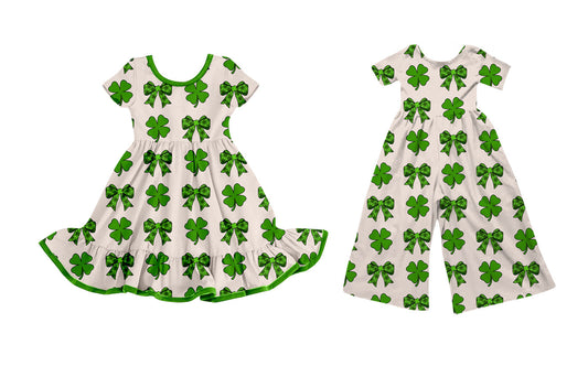 25.9.19 custom each style moq 8 eta 6-8week Sibling Sisters bow baby girl long sleeve dress and jumpsuit match family design