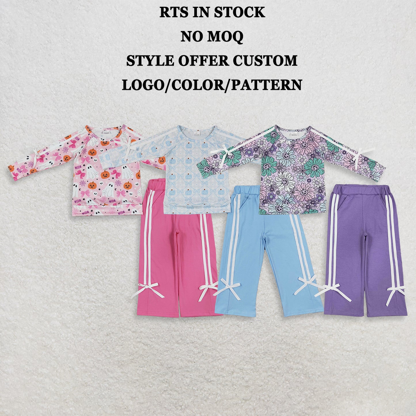 RTS NO MOQ Sibling milk silk Baby Girls Flowers Print Long Sleeve Top Pockets Pant Fall Holiday Matching Outfit Clothes Sets
