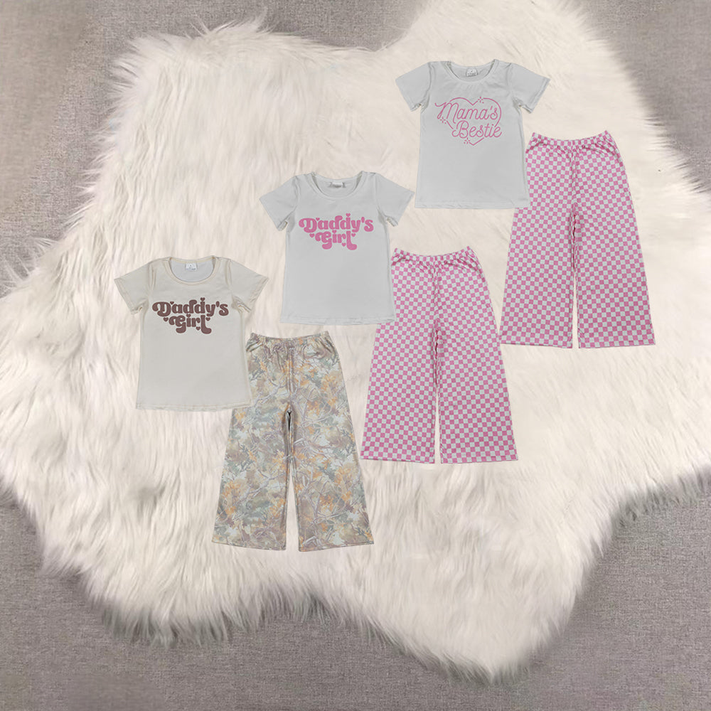 RTS NO MOQ Sibling baby girl clothes short-sleeved pants sets
