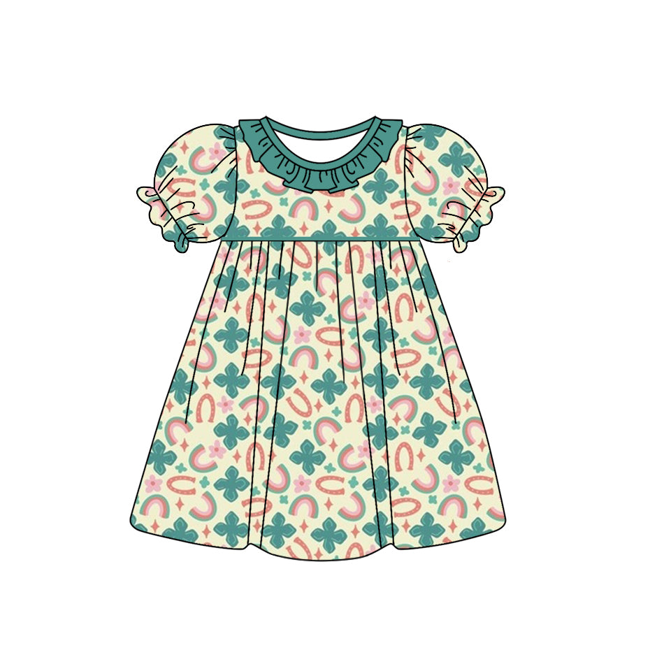10.10 custom each style moq 5eta 4-6week Sibling Sister rainbow green baby girl sets and dress and rompers match family design