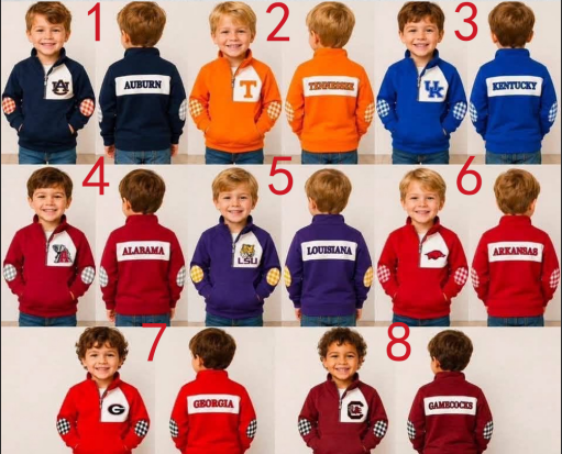 custom moq 5 mix size SYBN0102 Baby Boys Team Quarter Zip Pullover Sweatshirt Letter Print Top