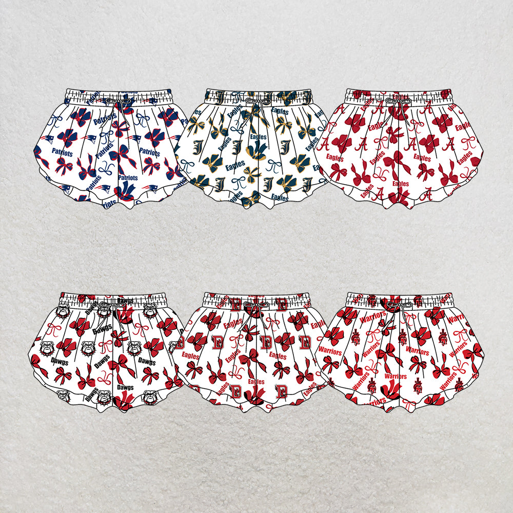 custom moq 5 mix size MSD072501 Baby Girls Bows Summer Print White Yoga Shorts Casual Bottoms