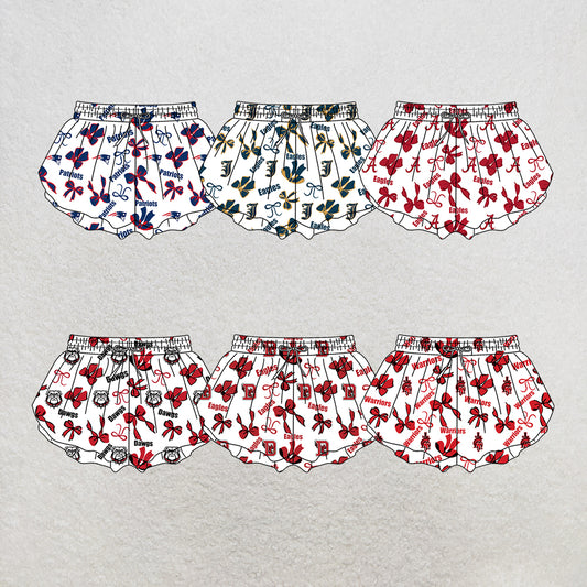 custom moq 5 mix size MSD072501 Baby Girls Bows Summer Print White Yoga Shorts Casual Bottoms
