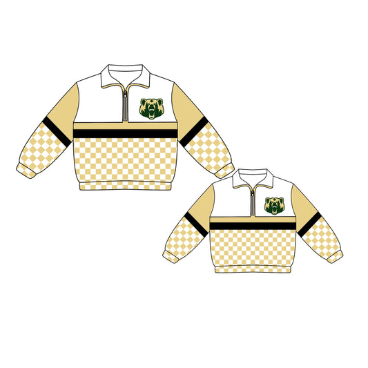 Custom moq 5 mix size milk silk summer teams Daddy and Me Checked Long Sleeve Team Pullover Tops