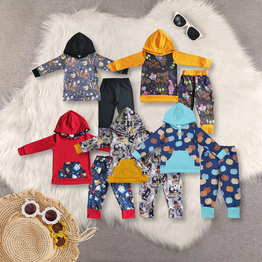 RTS NO MOQ Sibling baby boy clothes hooded long-sleeved trousers sets
