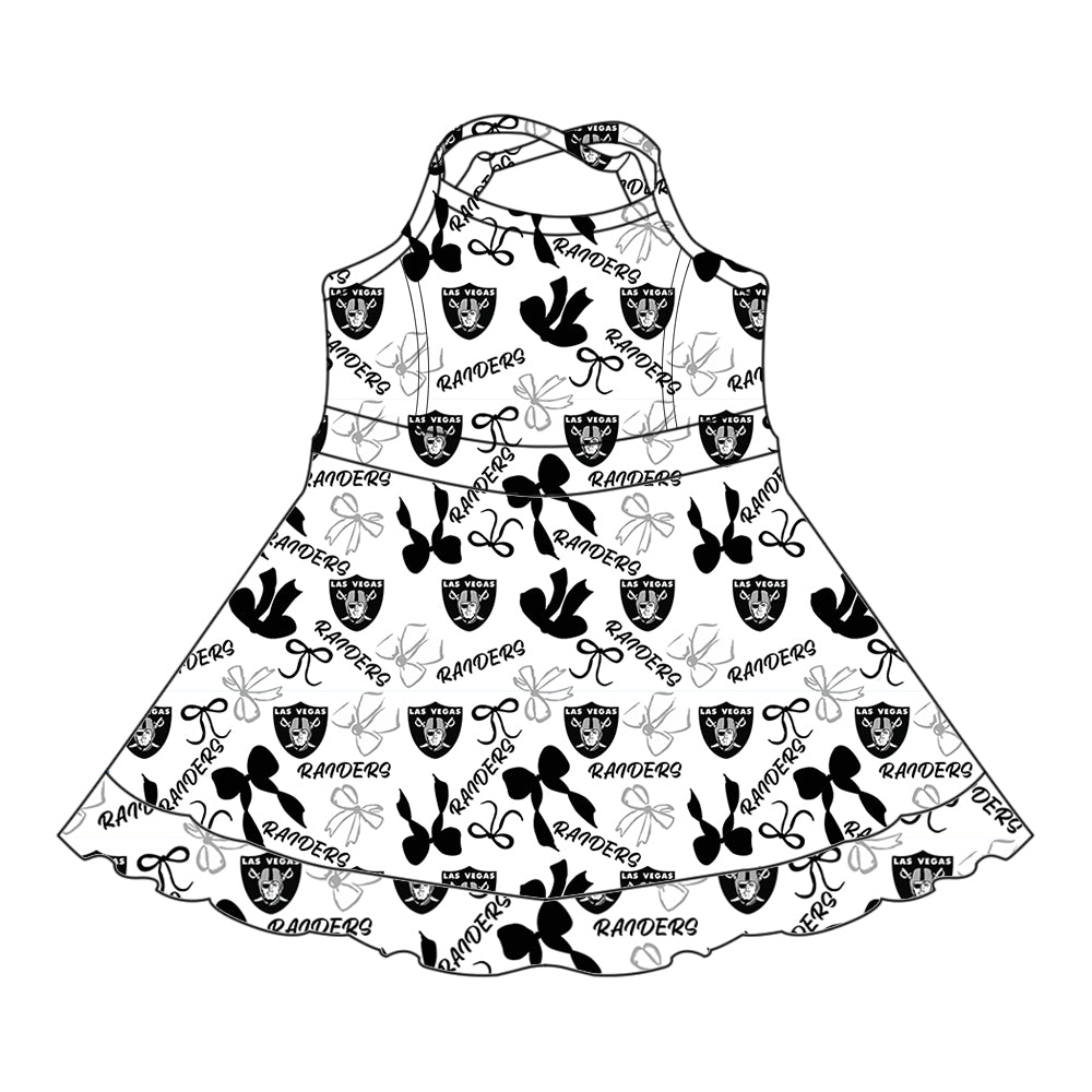 Custom moq 5 mix sizes summer teams baby girls clothes team black short sleeve skirts shorts sets dress 1 and dress 2 and dress 3 and dress 4-25.6.4