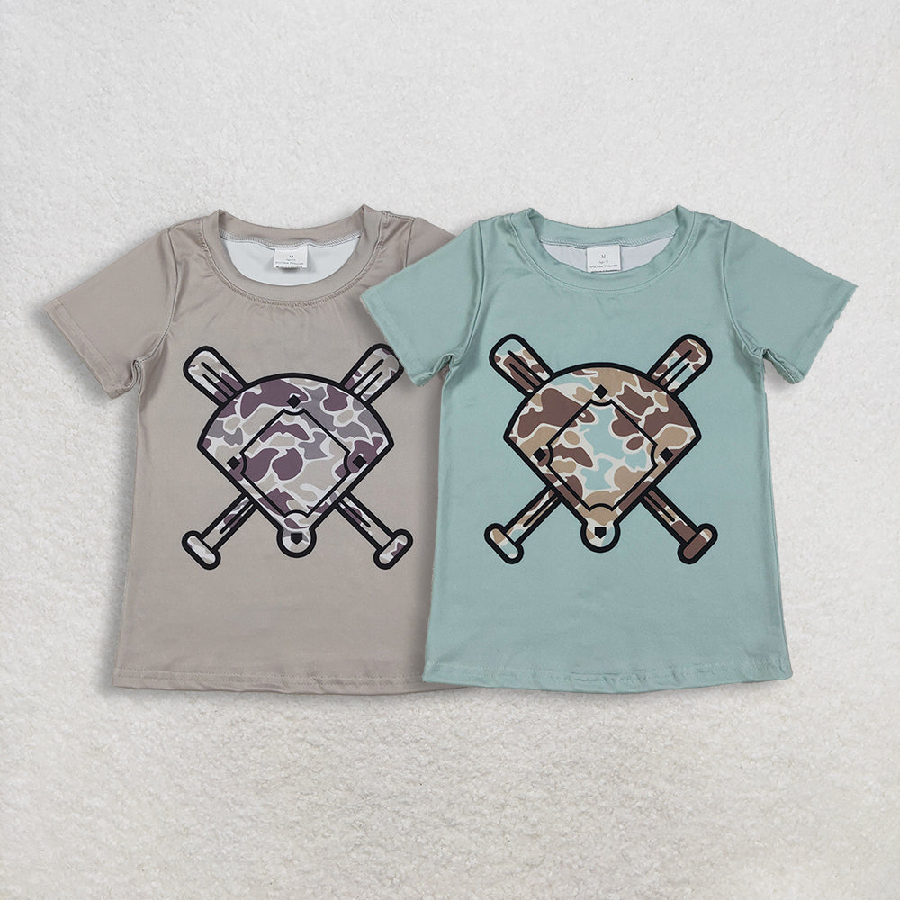 RTS NO MOQ Sibling baby boy clothes Camouflage Fan Baseball Short-Sleeve Shirts
