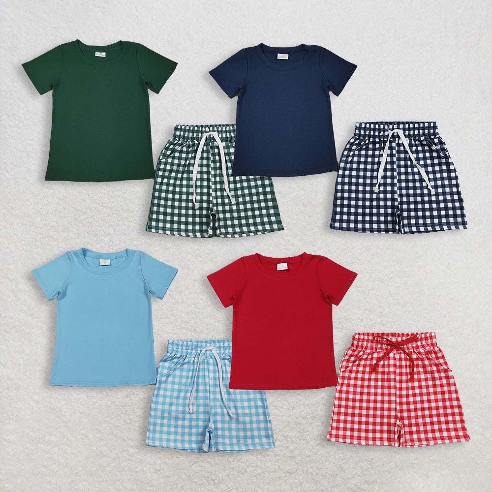 RTS NO MOQ Sibling Baby Boys Short Sleeve Shirt Top with Pockets And Shorts Set