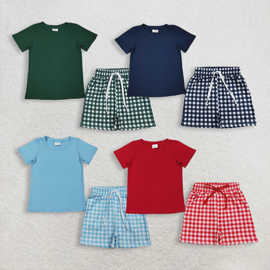 RTS NO MOQ Sibling Baby Boys Short Sleeve Shirt Top with Pockets And Shorts Set