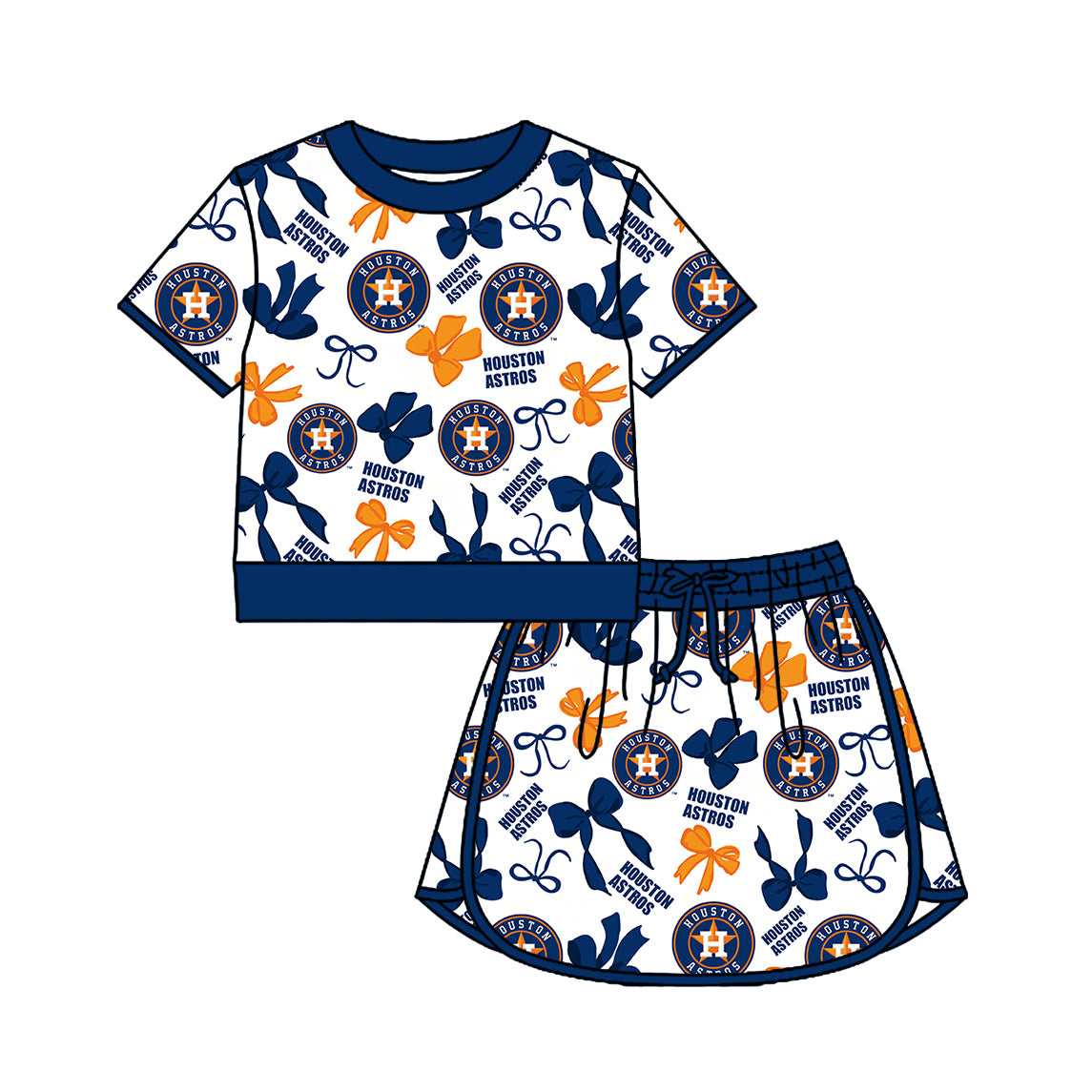 Custom moq 5 mix size milk silk summer teams Navy Blue Girls Polka Dot Top Shorts Set Top Skirt Short Set Zipper Pullover Jogger Pants Set Pullover Tops