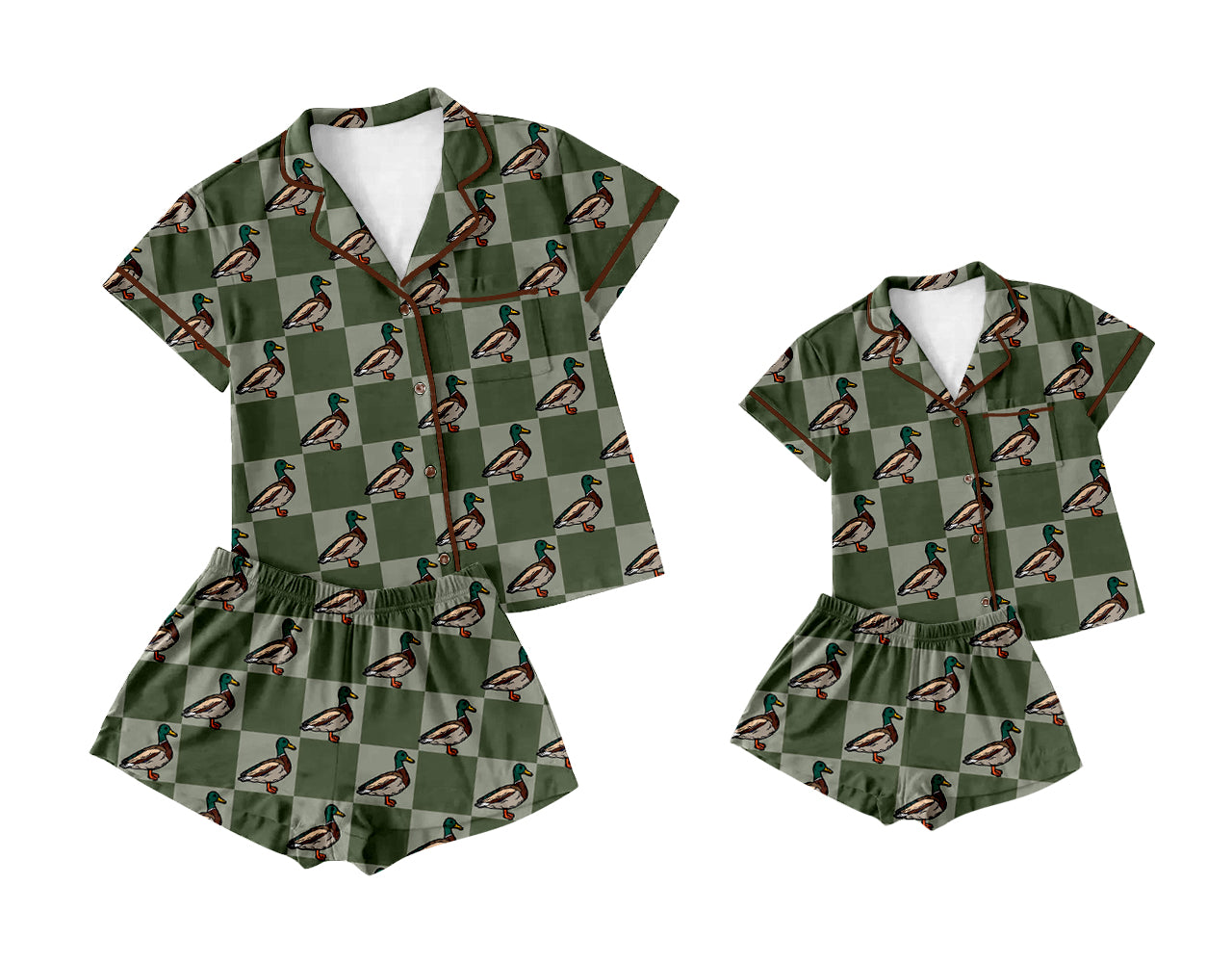 2.18 custom each style moq 5eta 4-6week Sibling Sister duck short sleeve shorts sets and adult sets match design