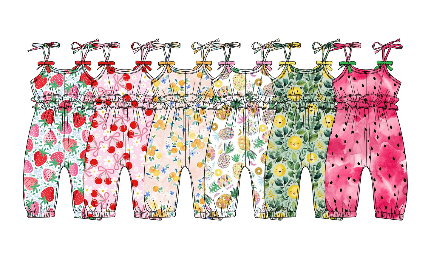 2.26 Custom moq 5 mix size Sibling Baby Girls Sleeveless Jumpsuit with Print Baby Girl Outfit for Summer