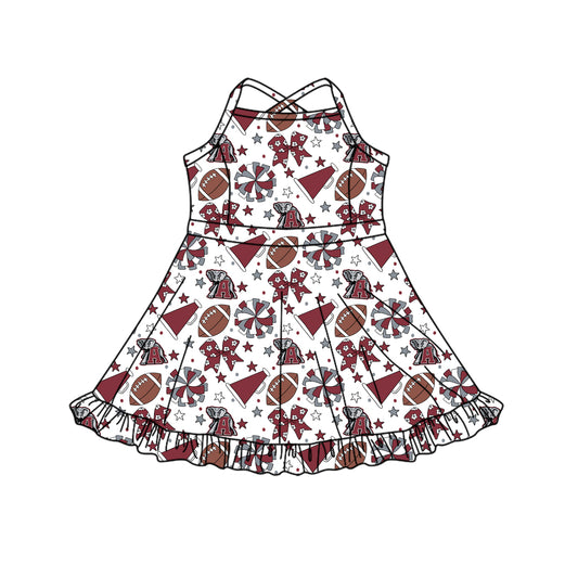 Custom moq 5 mix size milk silk summer teams Baby Girls Strap Red Bows Knee-Length Yoga Dress Activity Wear