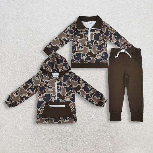 RTS NO MOQ Sibling Baby boys clothes camouflage long-sleeved pants set and top