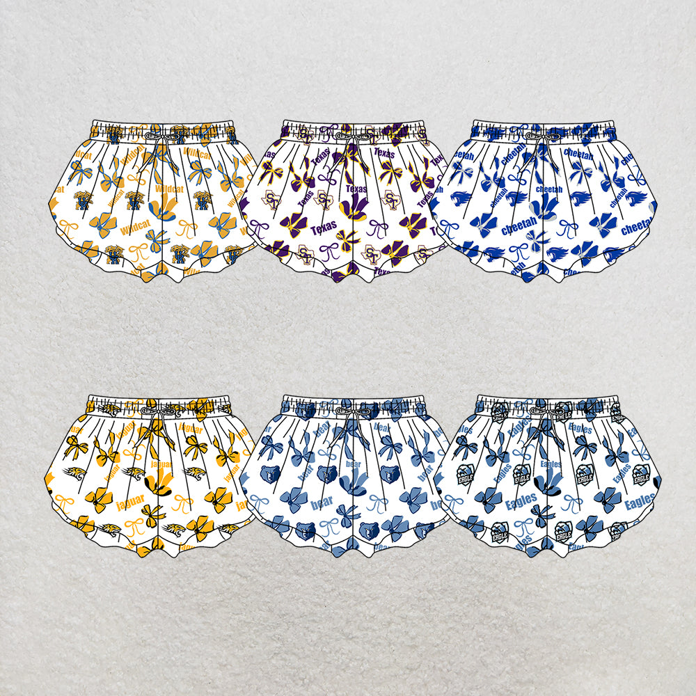 custom moq 5 mix size MSD072301 Baby Girls Bows Summer Print Yoga Shorts Casual Active Bottoms